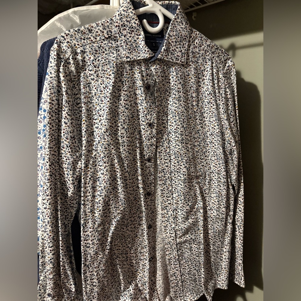 DANIEL HECHTER Multicolor Floral Men’s Dress Shirt, Size Medium